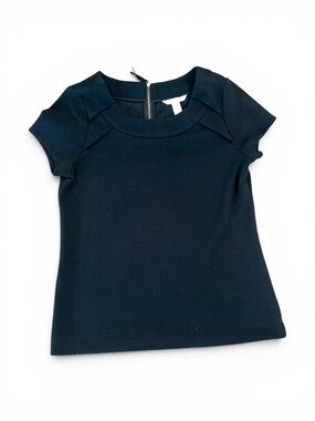 Banana Republic Black Textured Short Sleeve Top Size Medium Career Office